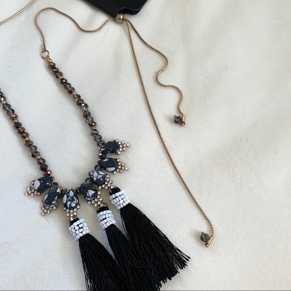 Steve Madden Drop Fringe Statement Necklace - Picture 2 of 7